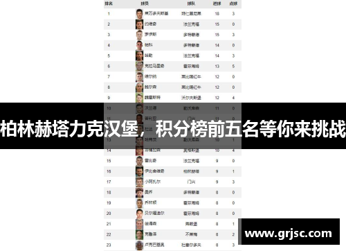 柏林赫塔力克汉堡，积分榜前五名等你来挑战